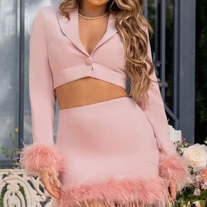 Light pink 2 piece blazer skirt set XXS
